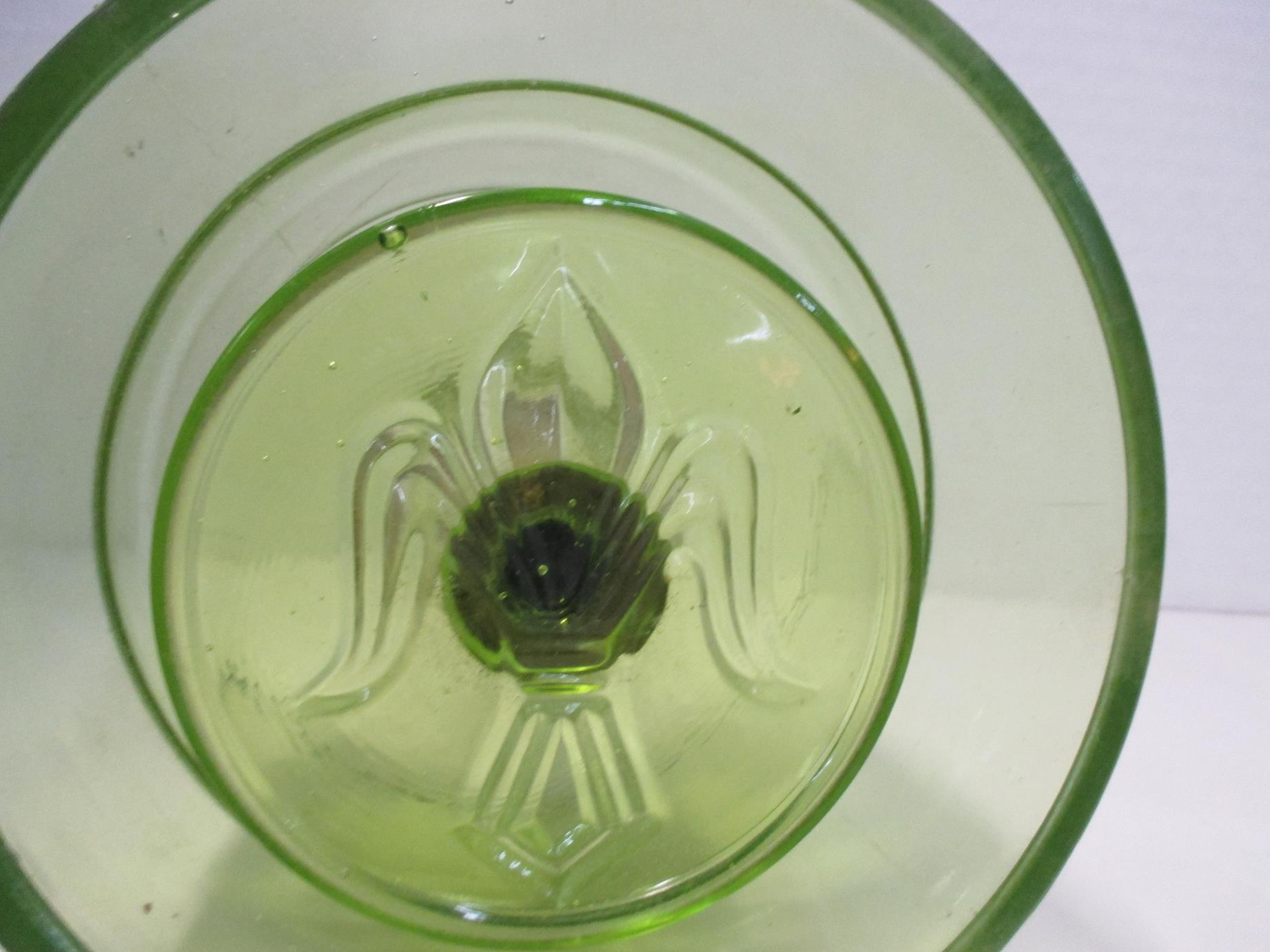 Green Glass Butter Mold - Valley 65 Antiques