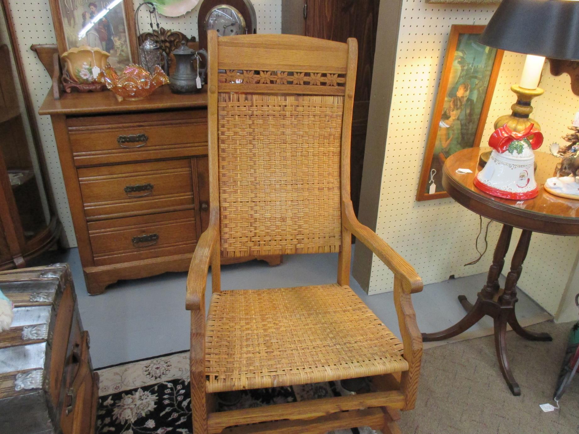 Vintage High Back Cane Rocker Valley 65 Antiques   IMG 7554 