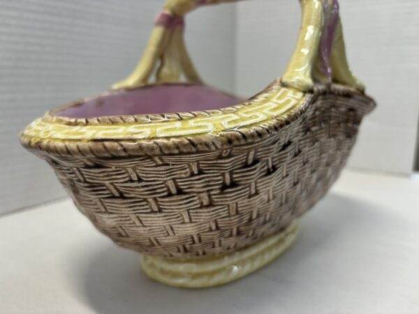 Antique Majolica Woven Basket - Image 3