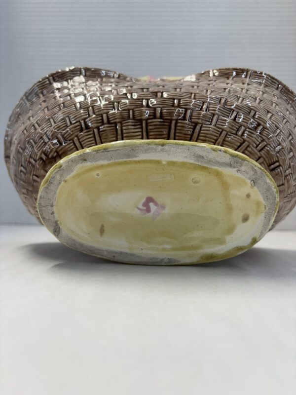 Antique Majolica Woven Basket - Image 8