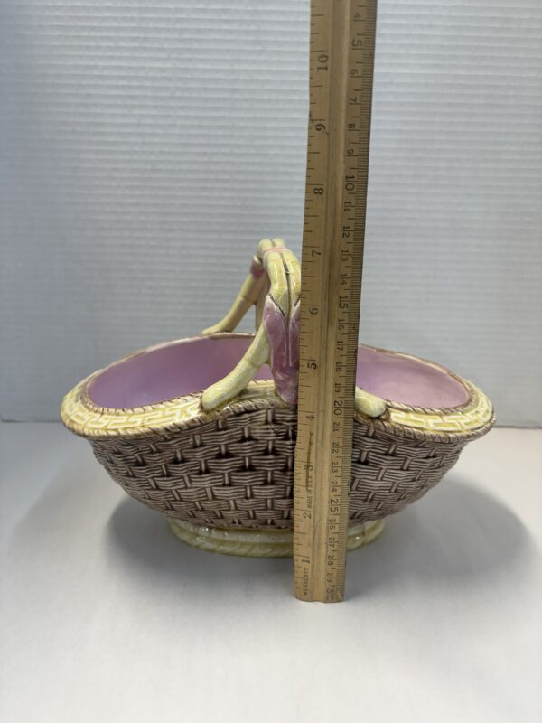 Antique Majolica Woven Basket - Image 10