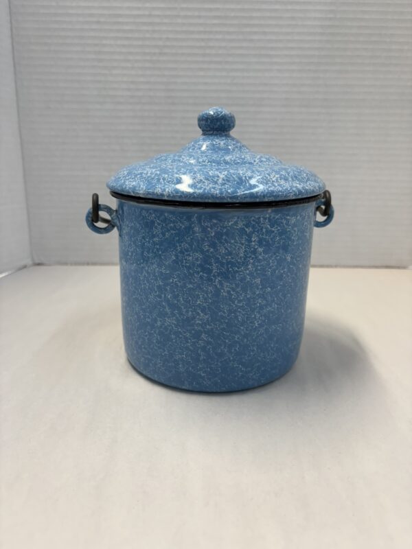 Antique Blue Graniteware Pot - Image 4