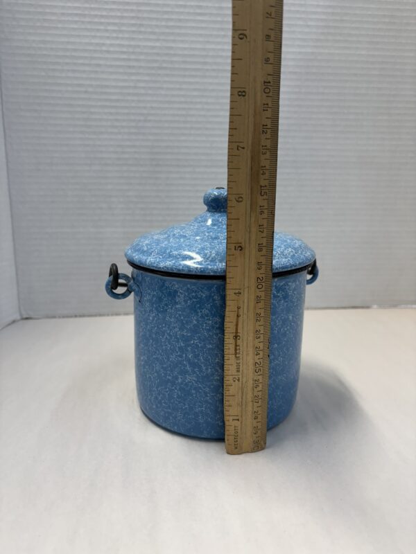 Antique Blue Graniteware Pot - Image 7