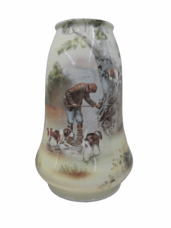Royal Bayreuth 10" Vase with Sporting Dogs Scene