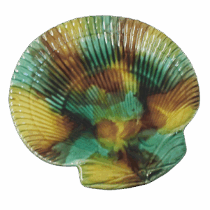 Majolica Shell Dish with Dolphin Feet