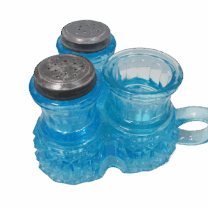 Adams & Co. Blue Glass Castor Set