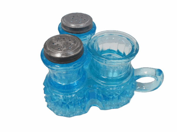 Adams & Co. Blue Glass Castor Set