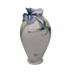 Franz Porcelain Hummingbird and Iris Vase